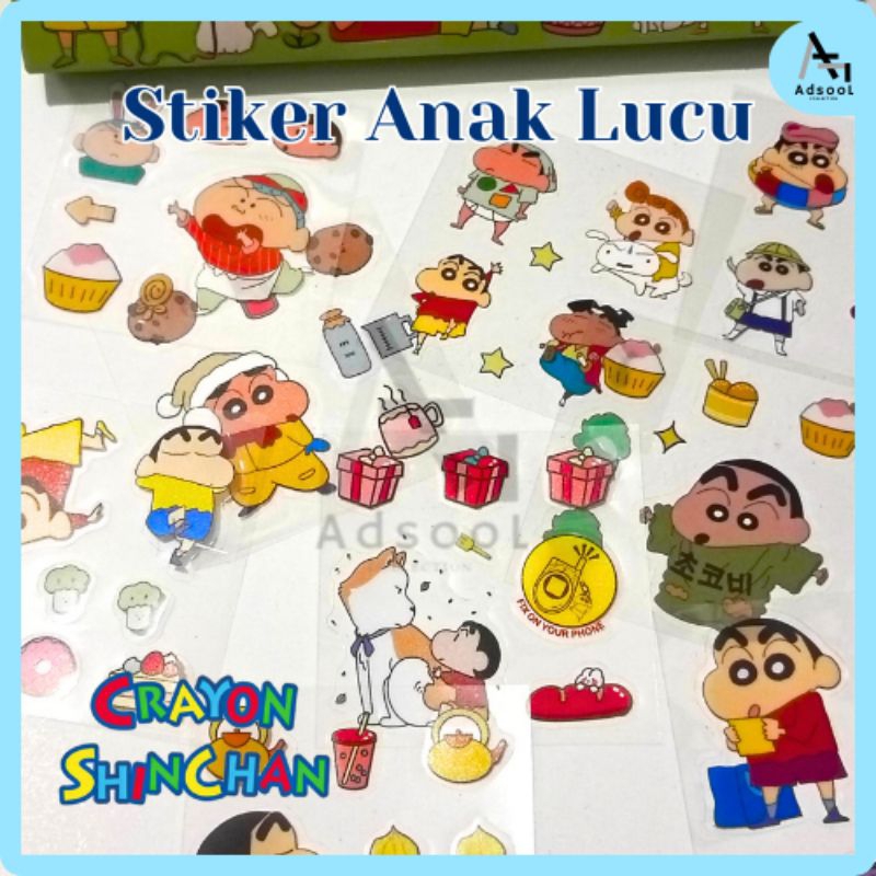 

Sticker Anak Karakter CRAYON SHINCHAN SHIRO Lucu Korea Aesthetic Ecer Isi 5 Lembar/10 Lembar Waterproof Murah