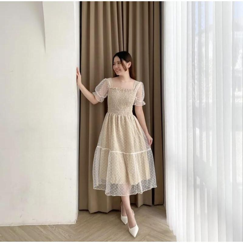 cod gaun dress wanita arina dress korea style kekinian/dres cod bahan satin/dres wanita kekinian