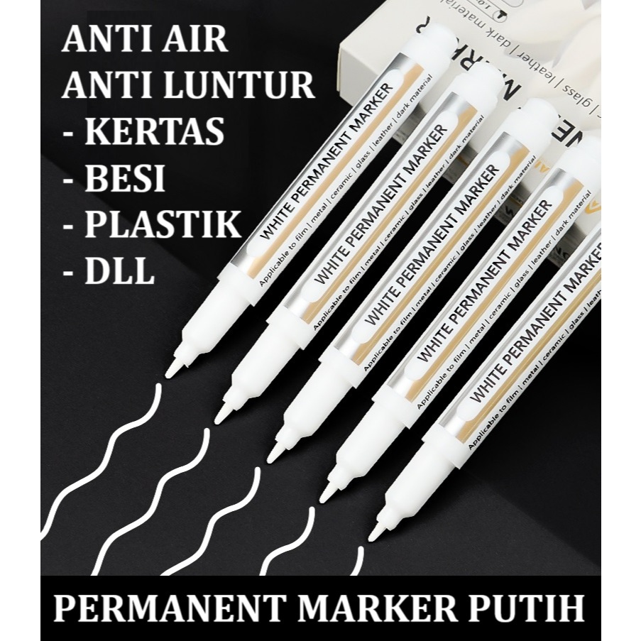 

White Permanent Marker Spidol permanen tinta warna putih white color original import awet tahan air anti luntur bisa untuk plastik kayu besi dll multifungsi serba guna pulpen pena kerajinan tangan seni art permanen viral tiktok tik tok fyp mewah artis ori