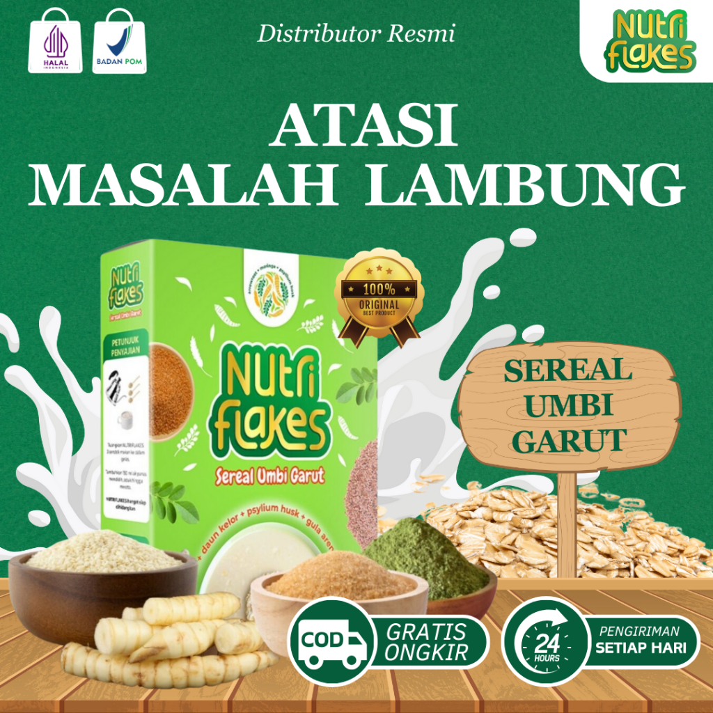 

NUTRIFLAKES Menu Sereal Umbi Garut Untuk Atasi Masalah Lambung Menu Diet Sehat Lancarkan Pencernaan