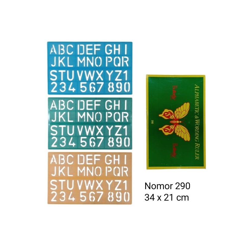 

penggaris/rol huruf dan angka nomor 290 # CK