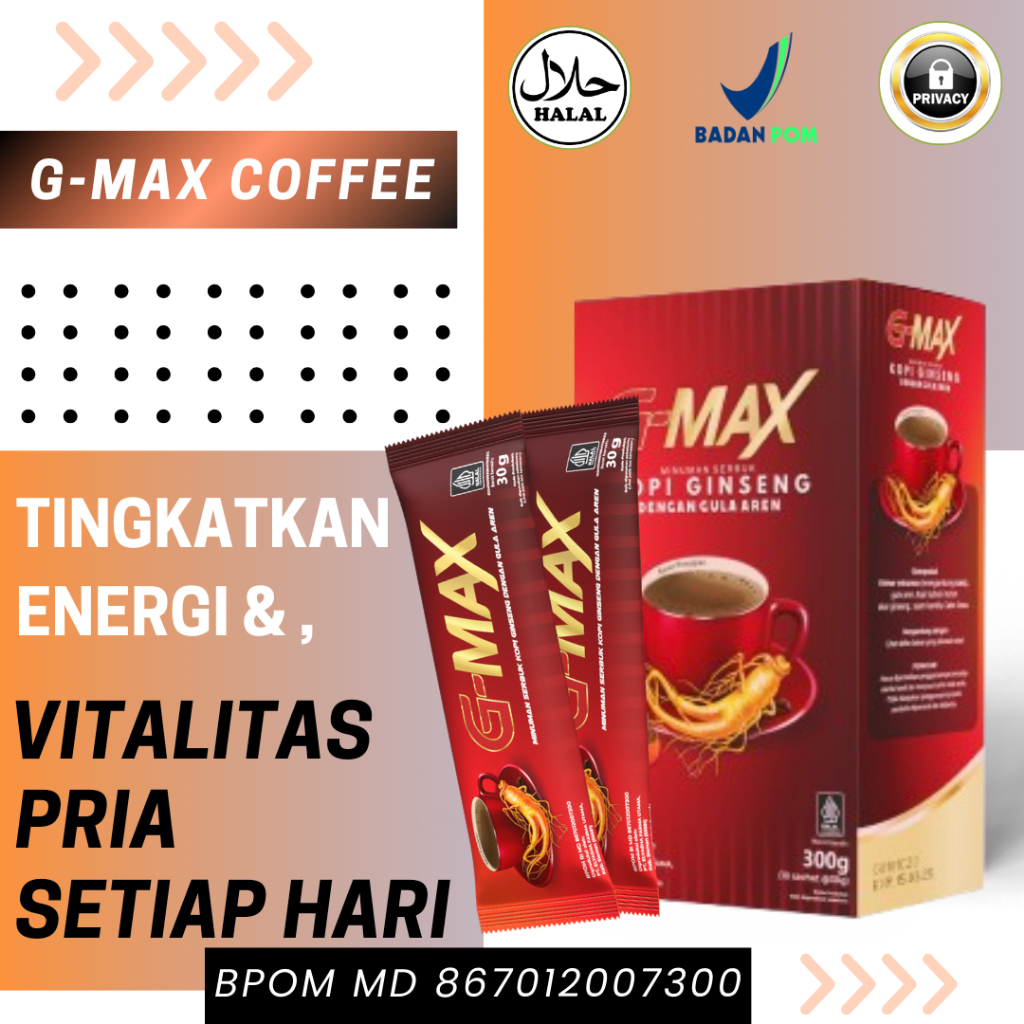 

G-Max Coffee Kopi Herbal Penyegar Stamina & Vitalitas Anda