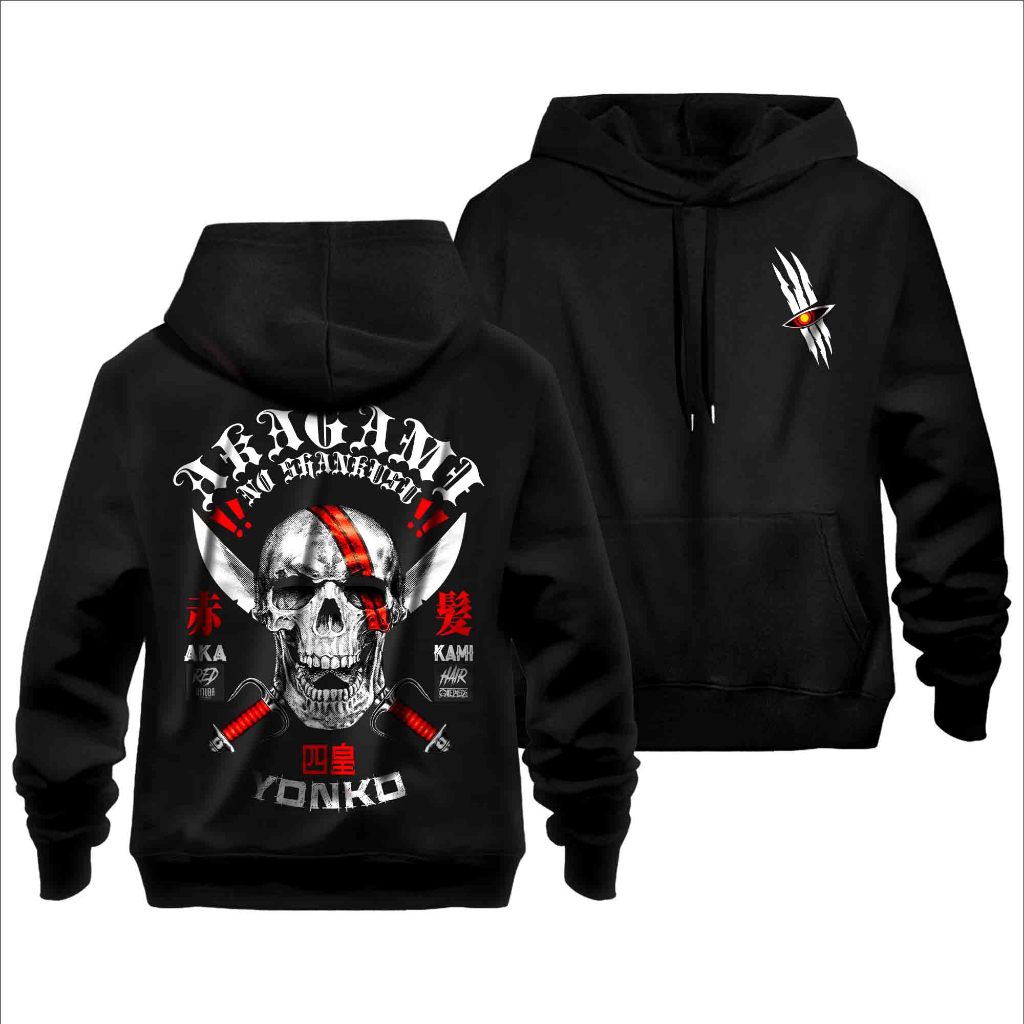 Jaket Hoodie Onepiece Akagami no Shank Yonko Terbaru - T shirt Kaos Anime One Piece Shanks Red Hair