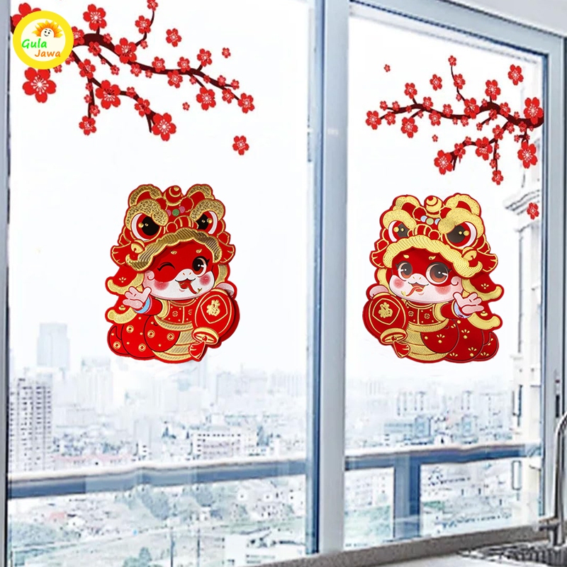 Tempelan Imlek 2025 Shio Ular Hiasan Imlek Shio Ular Ukuran Besar Tempelan Bulu Shio Ular
