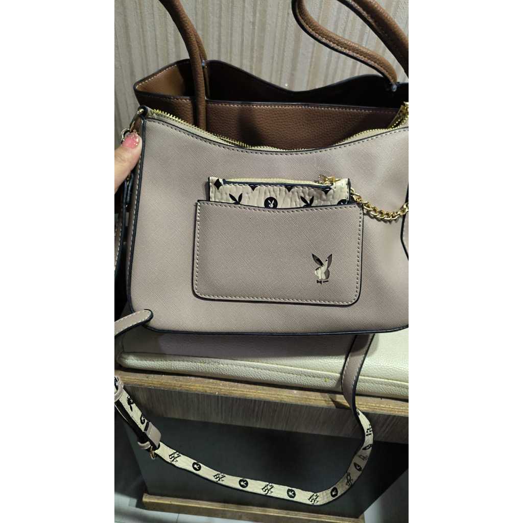 preloved ori playboy grey sling bag tas selempang abu merk playboy