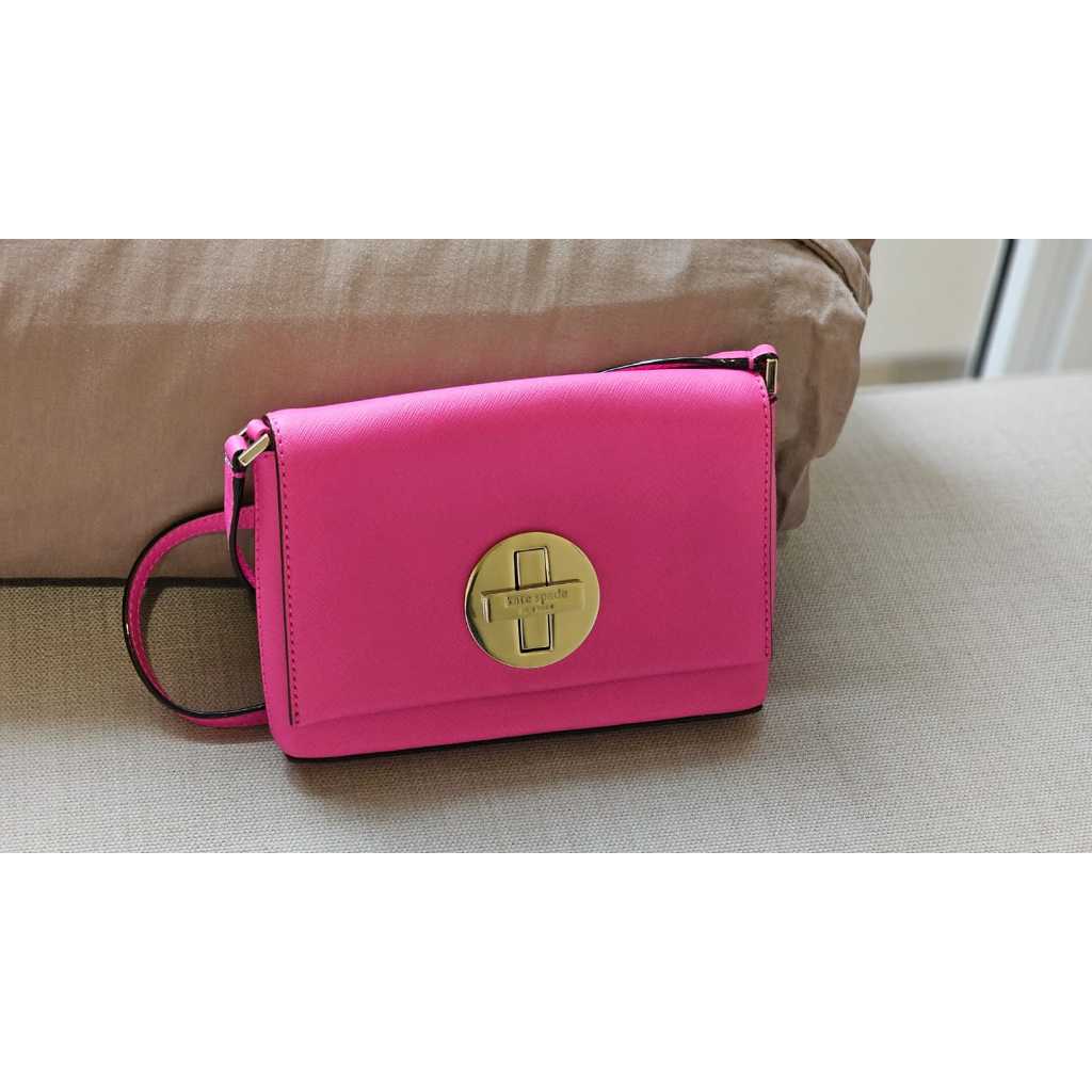 preloved ori kate spade newburry sally mini sling bag fuchsia tas selempang mini kecil