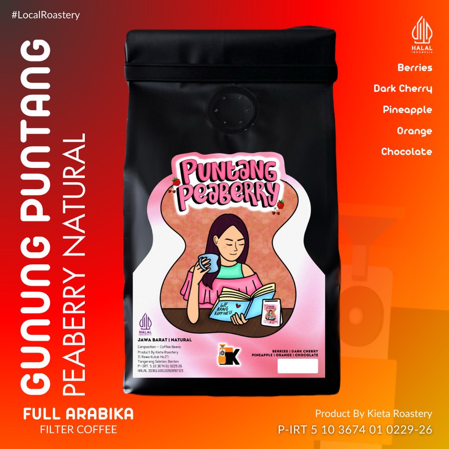 

Kieta Roastery - Biji Kopi Puntang Peaberry 100% Arabika 200g / Bubuk Roasted Coffee Bean Filter Single Origin