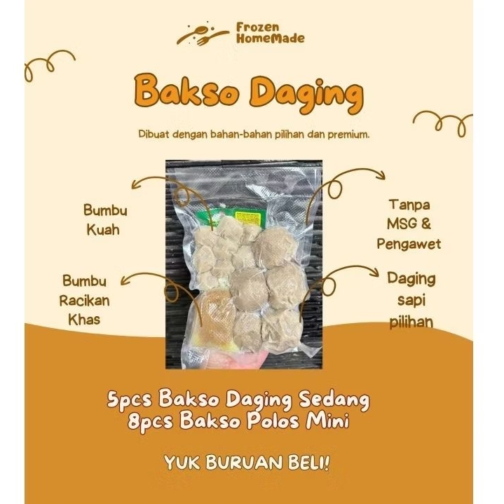 

Bakso Daging sedang dan kecil polos beserta bumbu kuah mantap