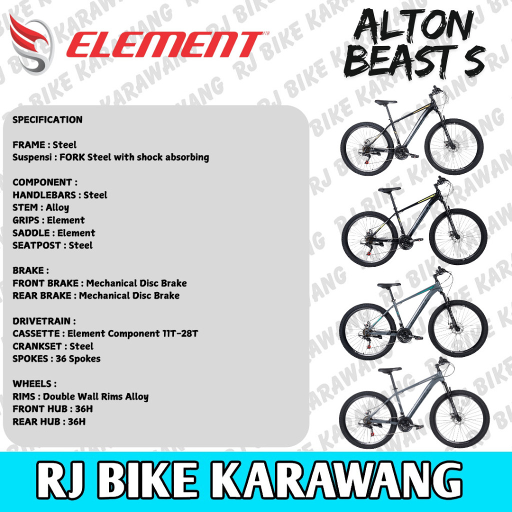 Sepeda Gunung MTB 27.5 Alton Beast 1.0 dan Alton Beast S by Element