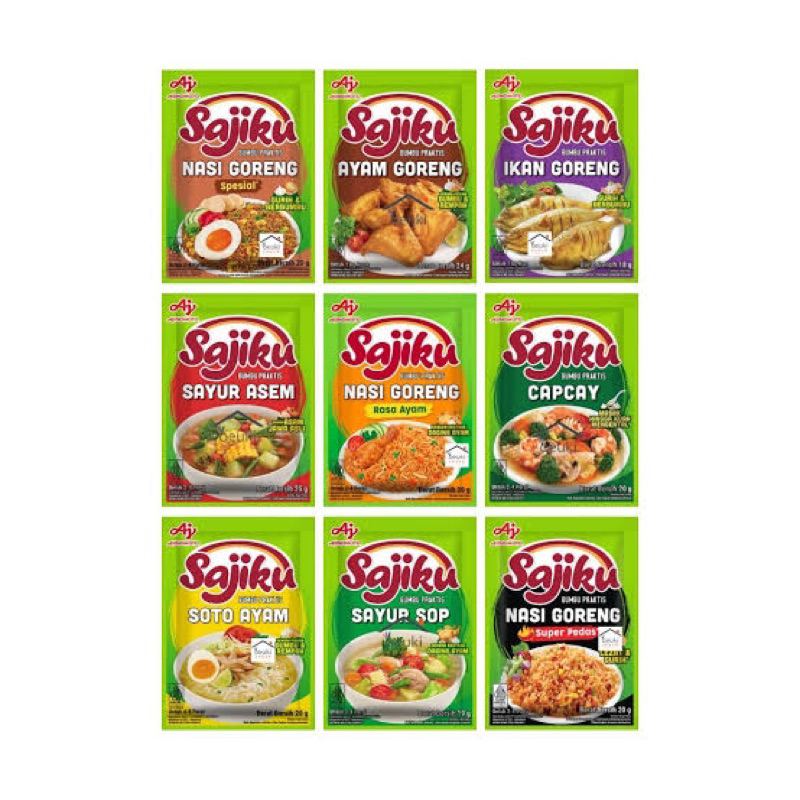 

sajiku bumbu instan - sajiku bumbu nasi goreng super pedas - sajiku bumbu instan soto ayam - sajiku bumbu instan all variant