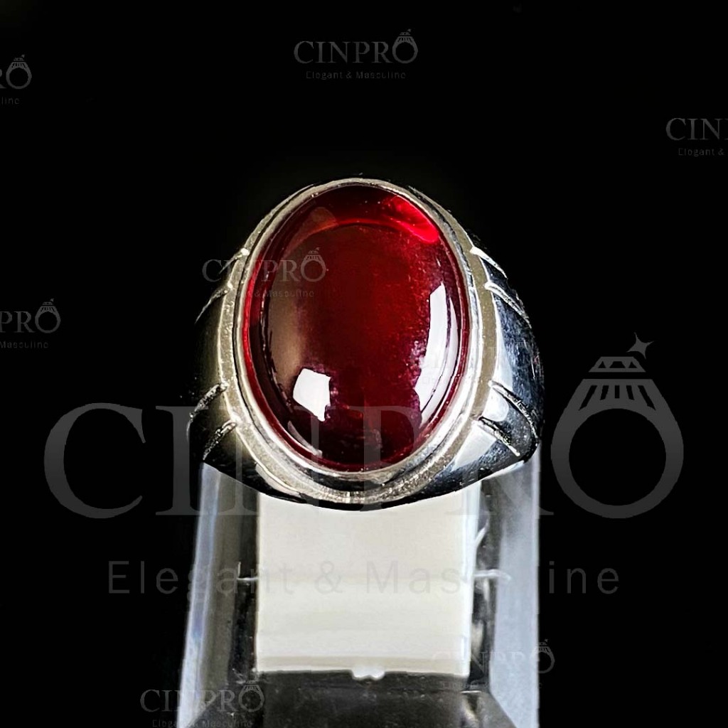 [COD] Cincin Batu Merah Siam Jumbo + GRATIS BOX CANTIK