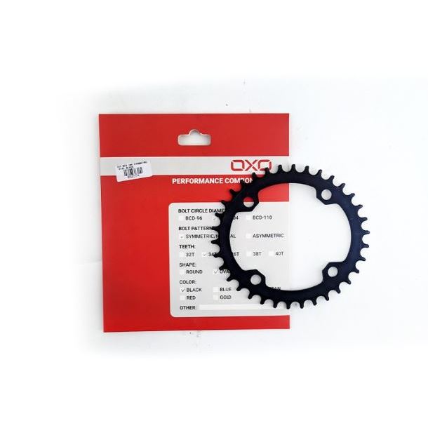 Chainring OXO BCD 96 Asymmetric Round Black