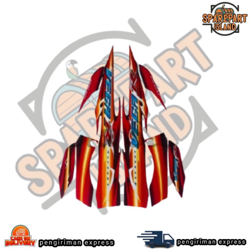 STRIPING MOTOR VEGA R NEW MERAH - STIKER VEGA R NEW MERAH