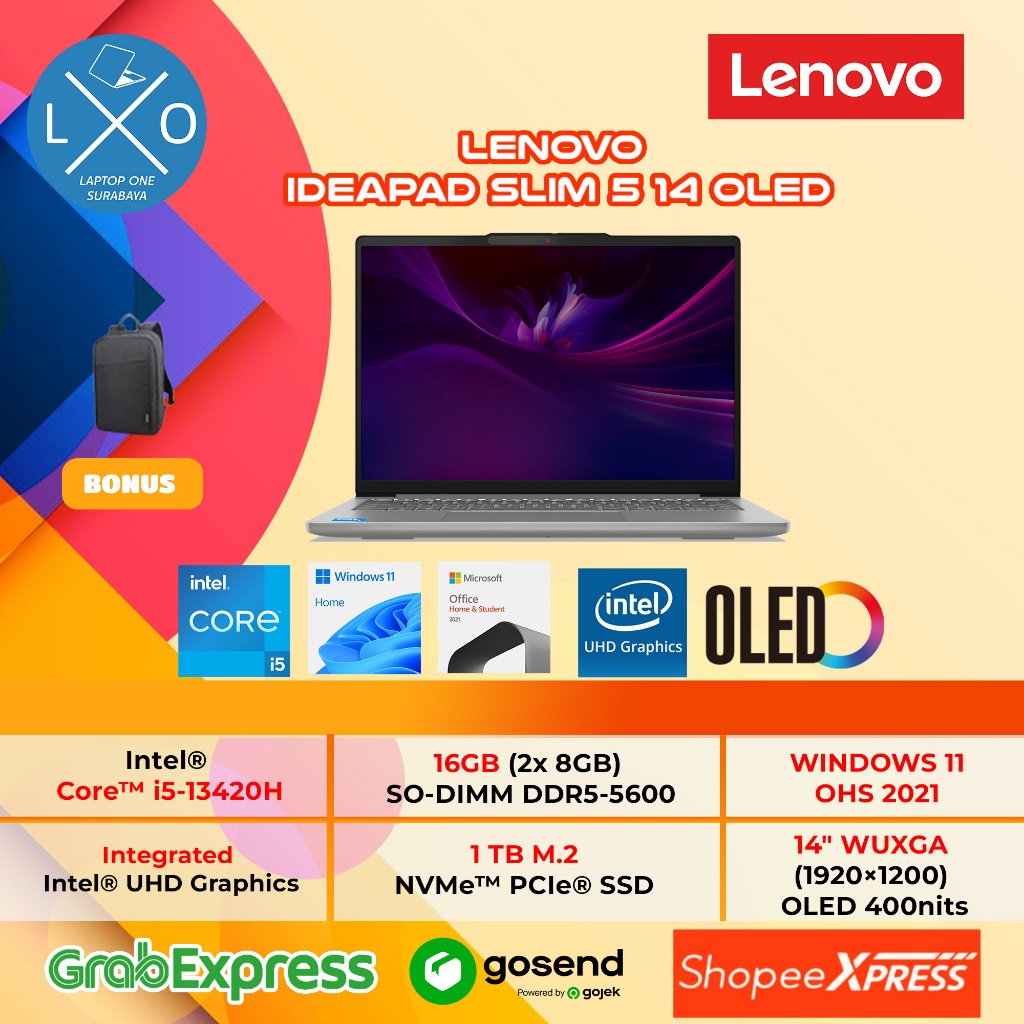 Laptop Lenovo Ideapad OLED i5 13420H 32GB 2TB 14" WUXGA Windows 11 - Lenovo Ideapad Slim 5 14IRH10