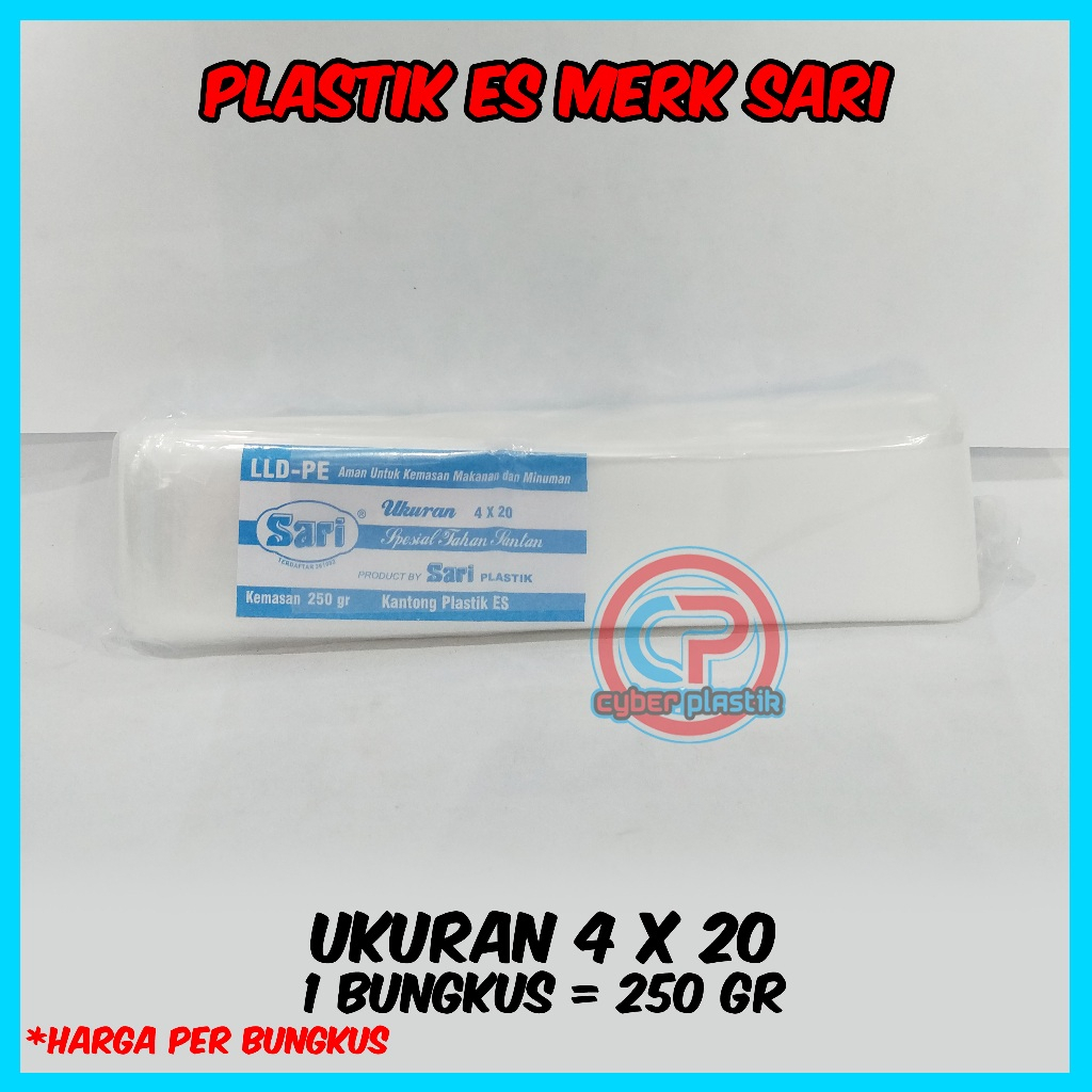 Plastik PE sari 4 X20 | kantong plastik Es Lilin ukuran 4 x 20