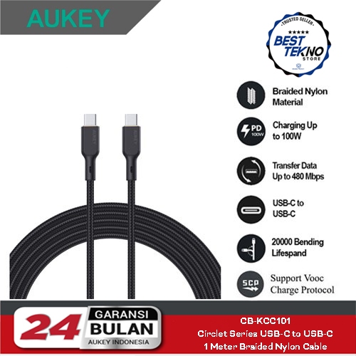 Kabel Data AUKEY CB-KCC101 Cable Type C to Type C Fast Charging Vooc OPPO