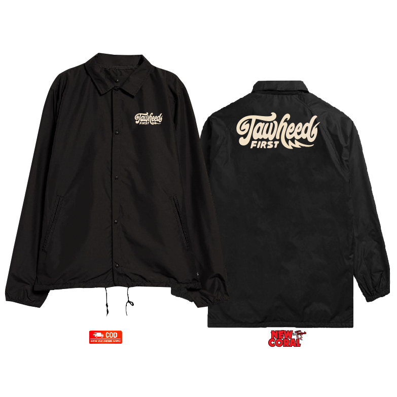 Jaket Coach Windbreaker Islam Muslim Tauhid Printing Bahan Waterproof Kualitas Distro