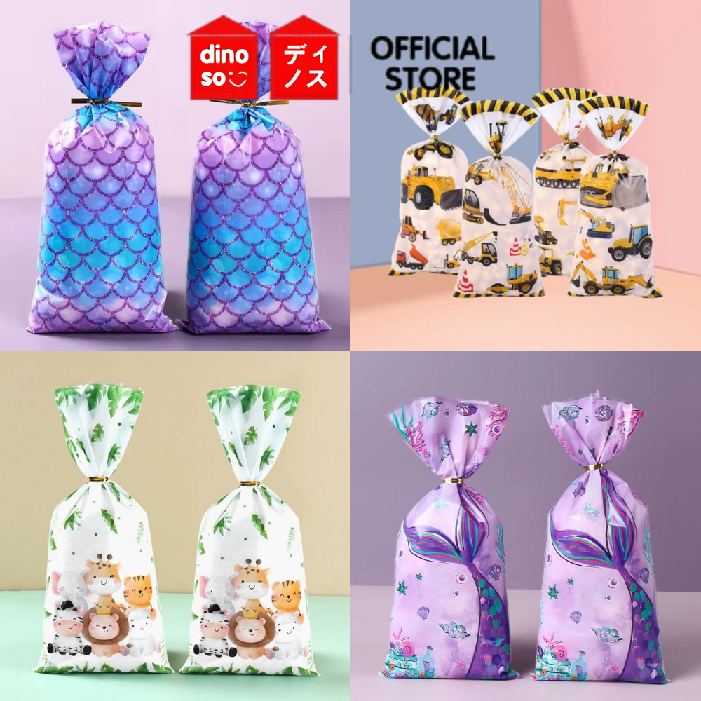 

DINOSO 10pcs Plastik Snack Motif Mermaid Animal Konstruski Plastik Snack Ulang Tahun