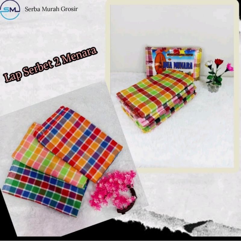 Serbet Bahan Kain Katun Halus Motif Kotak Kotak Ukuran Besar 60x55CM Lap Serbaguna Kain Lap Piring L