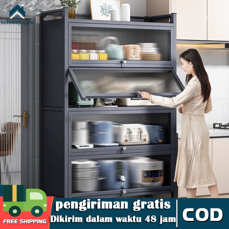 Lemari Dapur Lemari Piring Rak Dapur Serbaguna Rak Piring Tertutup Rak Susun Serbaguna