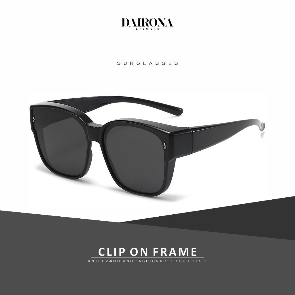 Dairona Eyewear Kacamata Hitam Sunglasses Korea Clip On Frame Pria Wanita Fashionable Polarized UV40