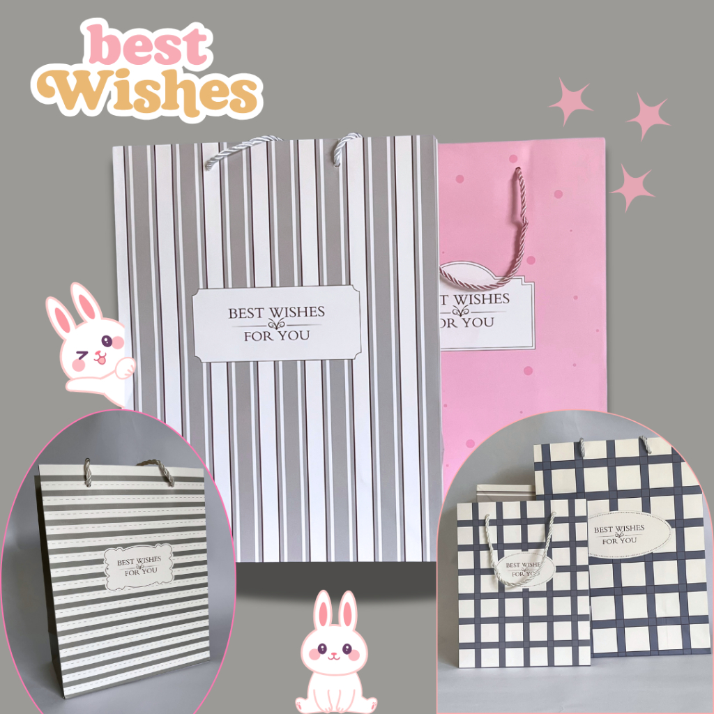 

MM34 PAPERBAG TEBAL BEST WISHES BUNGKUS KADO SIZE M / L
