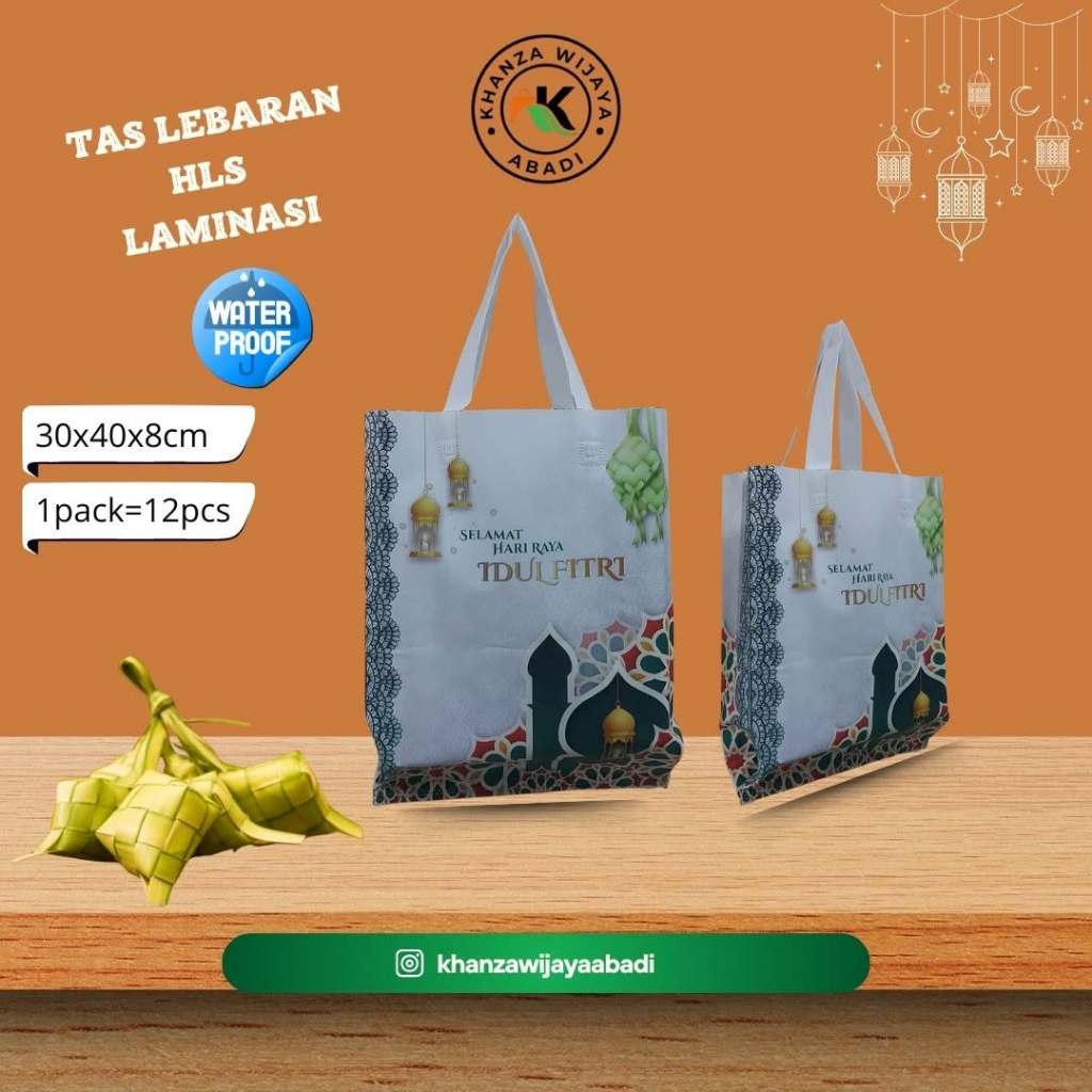 

Tas Idul Fitri,Tas Hampers Lebaran 30x40 Laminasi / Tas Lebaran HLS Laminasi uk 30x40 / sablon 2 sisi / Harga satuan