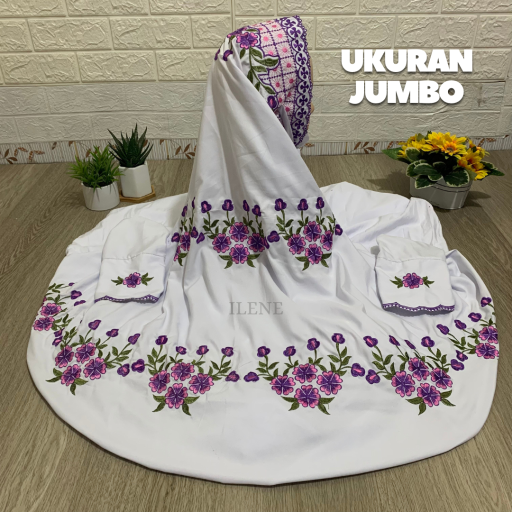 Mukena Terusan Jumbo Bahan Adem Putih Katun Mikro Mukenah Jumbo Dewasa