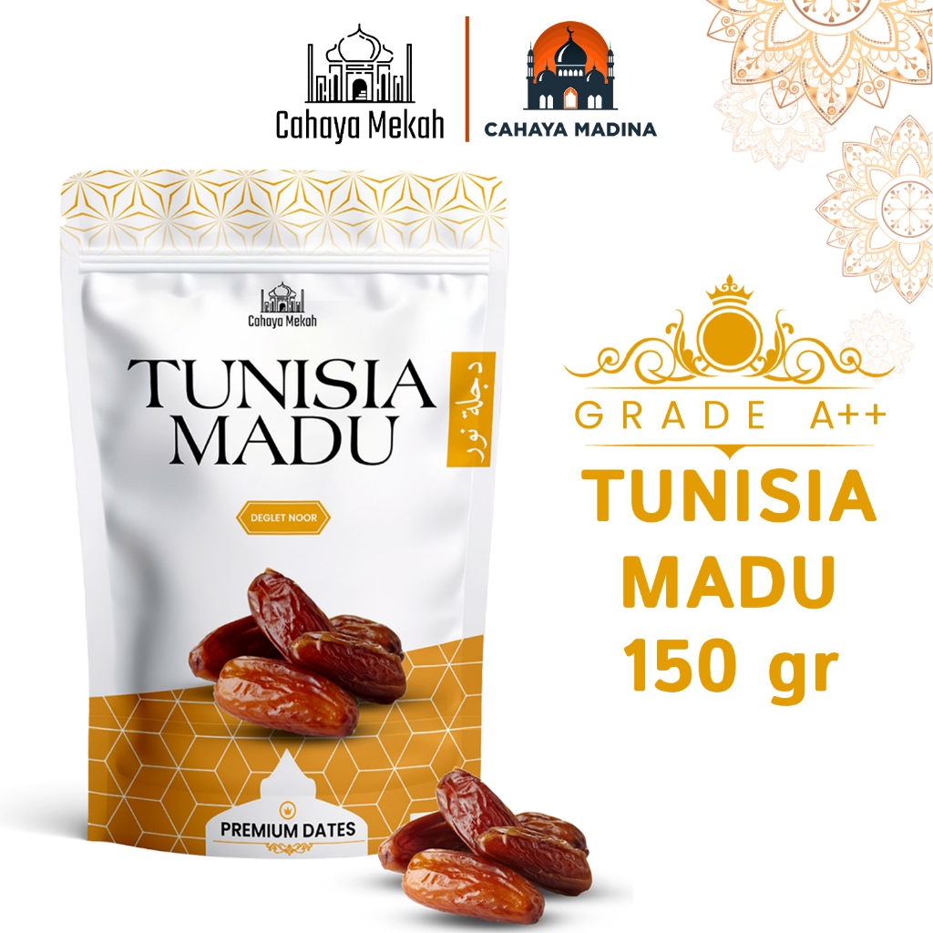 

Cahaya Madinah Kurma Tunisia Madu Premium 150g Pouch Deglet Noor Honey / Kurma Tunisia High Quality