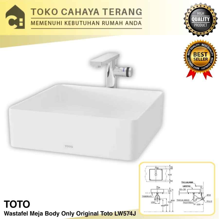 Wastafel Meja Kotak Toto LW574CJ Body Only / Wastafel Original Toto