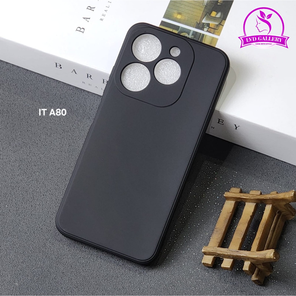 Itel A80 Case liquid Silicone / Macaron Square Color Black Case Itel A80