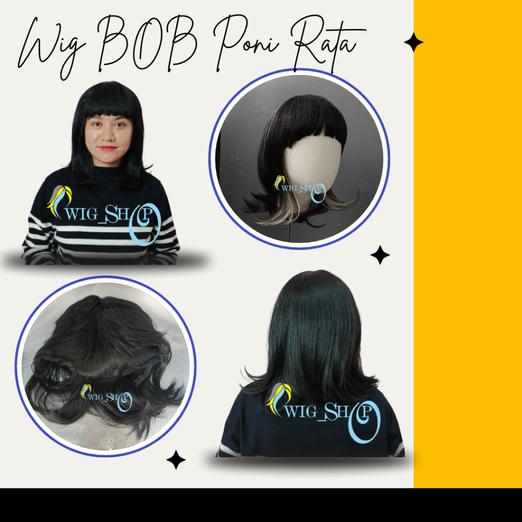 Wig Bob Hitam / Wig Bob 1 / Wig Poni Pendek / Rambut Palsu / Bob Pendek