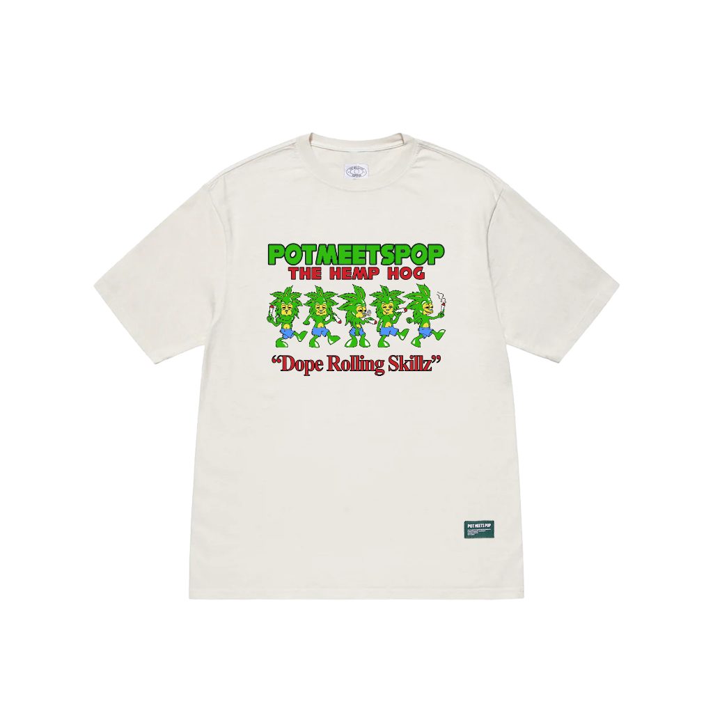 Pot  Meets Pop Kaos Lengan Pendek - The Hemp Hog Tee white Fw24 - T Shirt