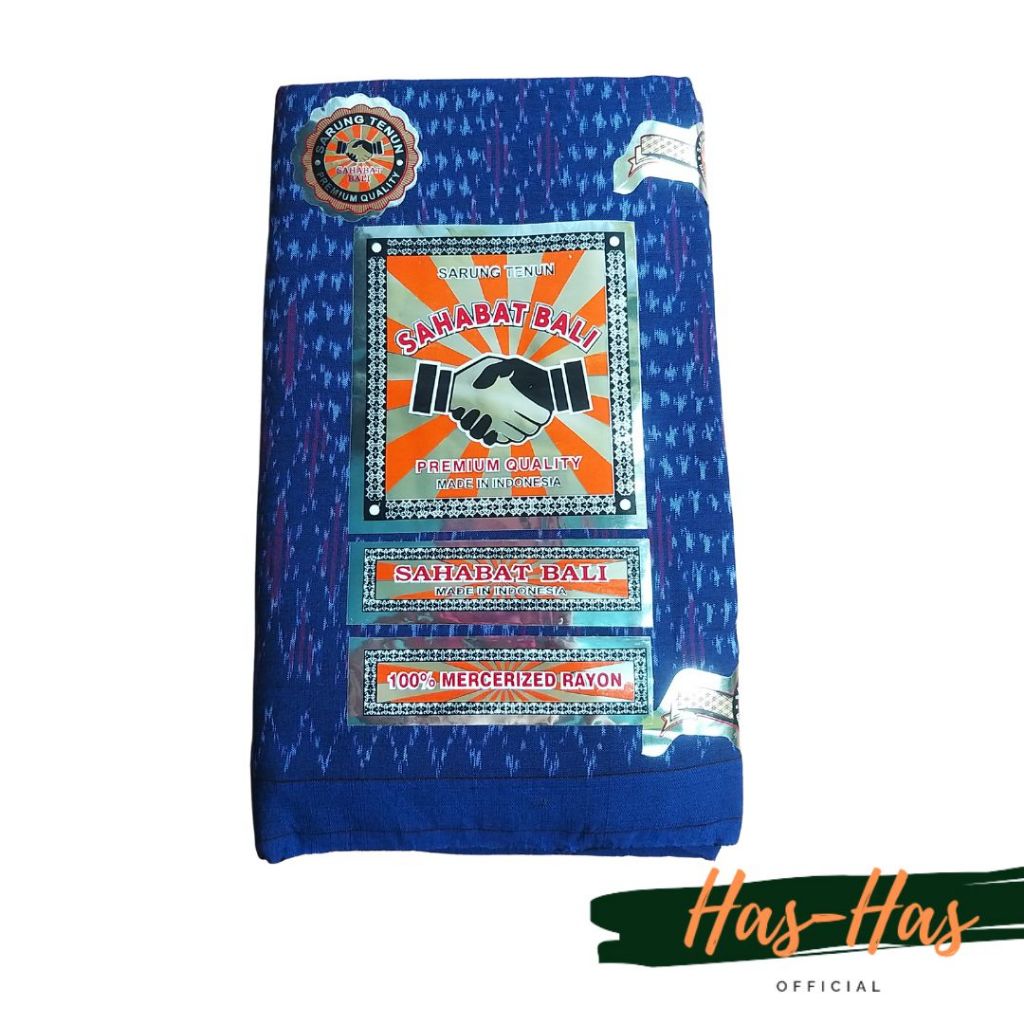 SARUNG GOYOR SAHABAT BALI JAHIT TENGAH MOTIF BIRU B1