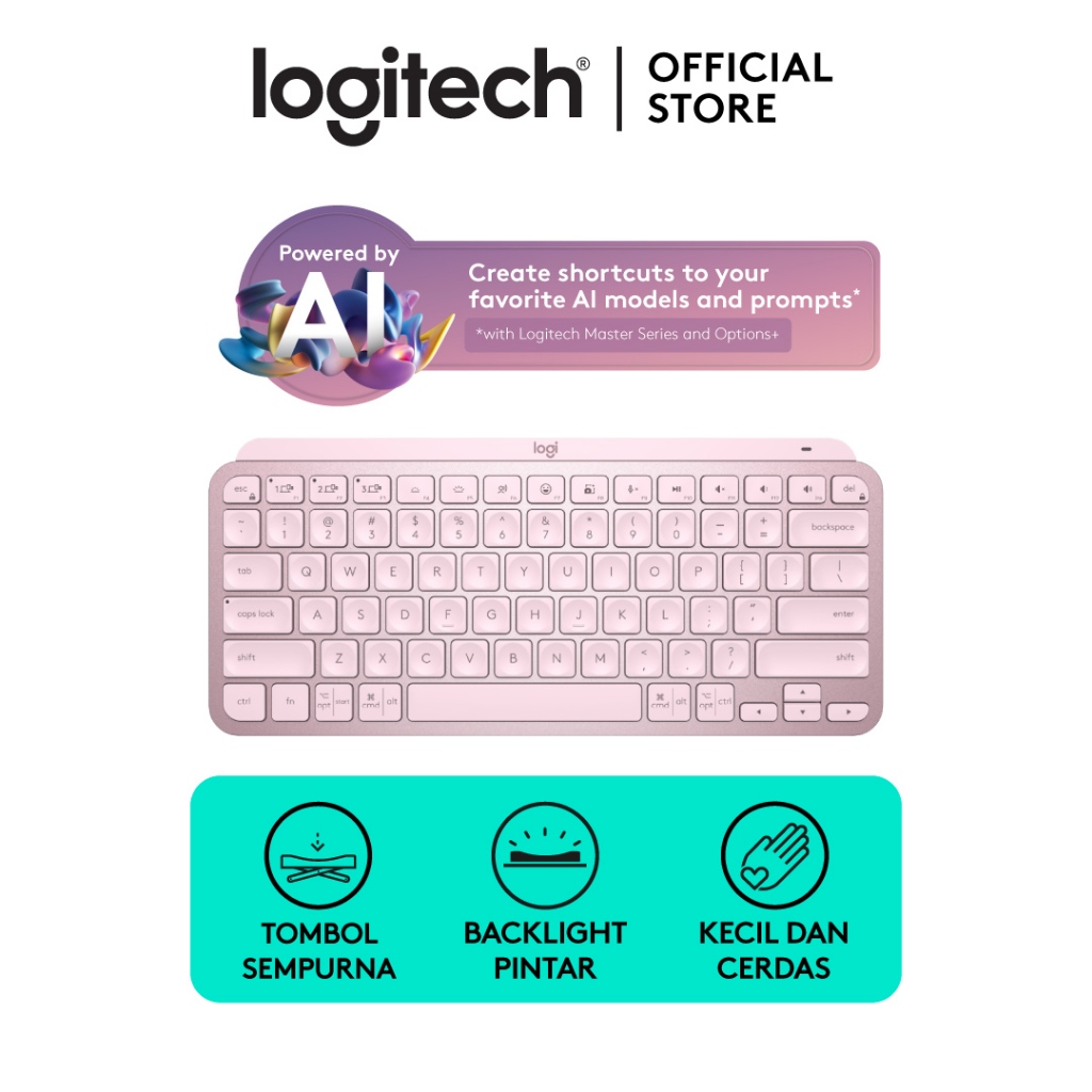 Logitech MX Keys Mini Keyboard Wireless Bluetooth Minimalist Backlit Illuminated for Power Users Win
