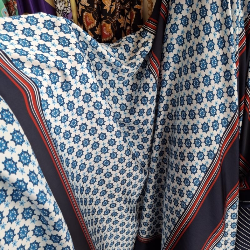 kain baby silk motif jangkar / kain satin silk motif jangkar