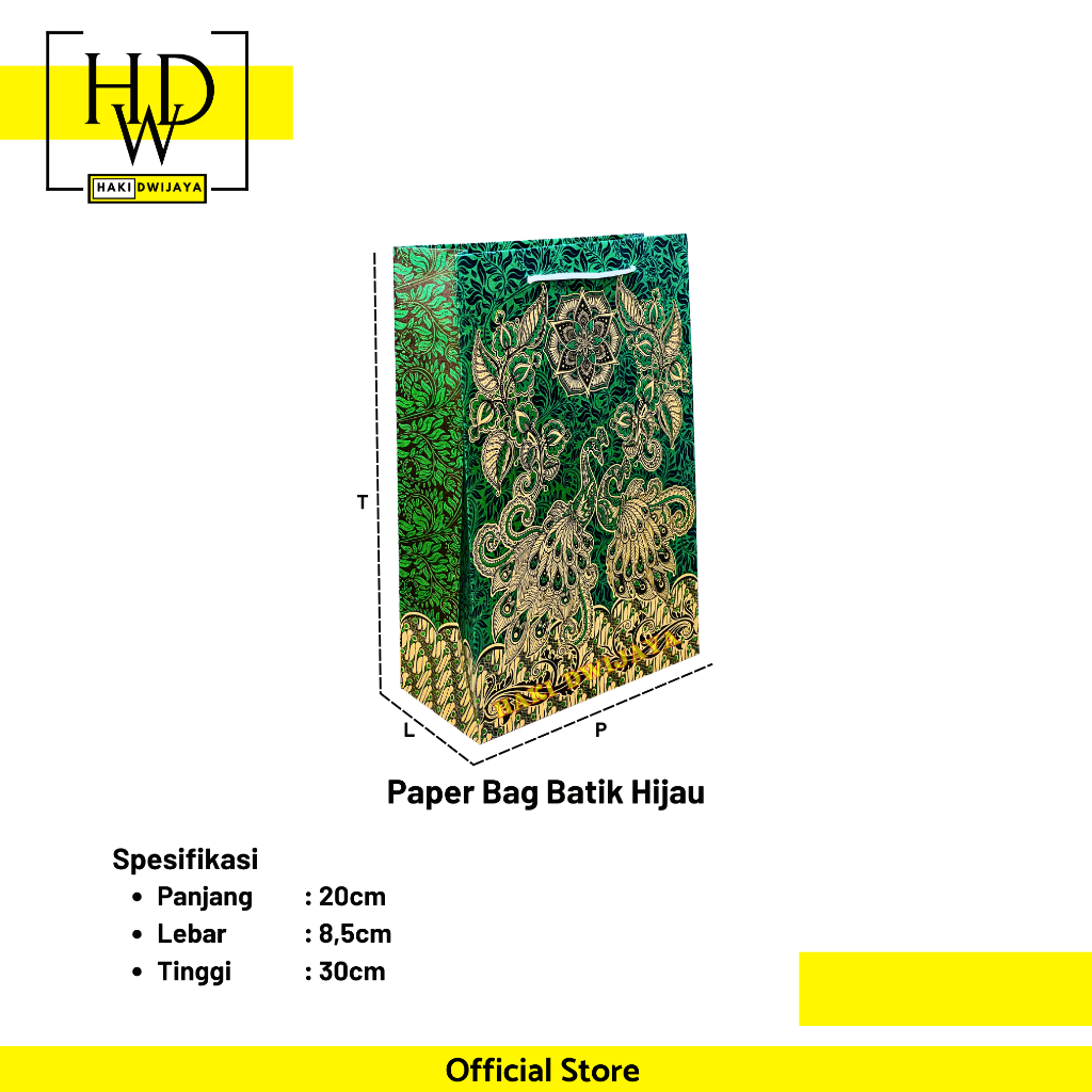 

Paper Bag / Tas Kertas Kemasan 20x30cm - Motif Batik Hijau
