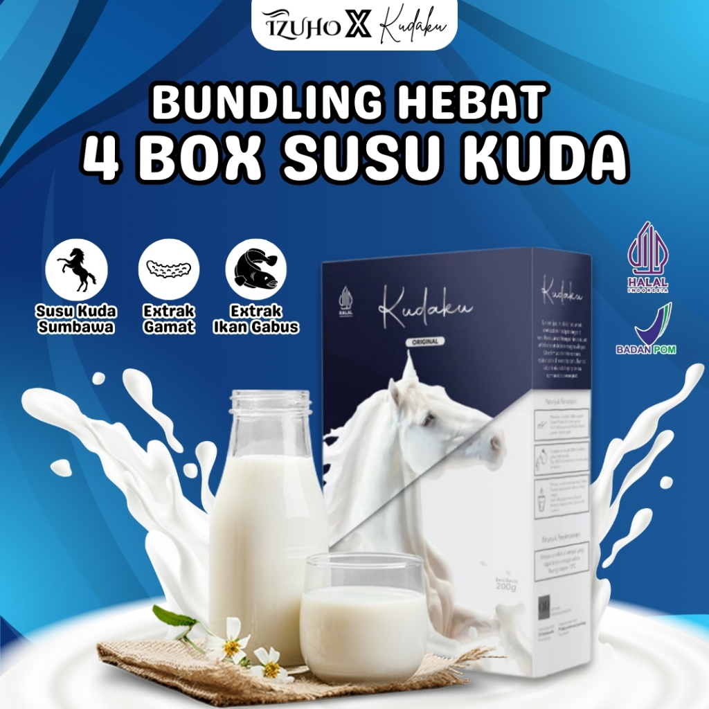 

4 Box KUDAKU Susu Murni Kuda Liar Asli Sumbawa - 6x Lebih Efektif daripada Susu Sapi & Kambing BPOM