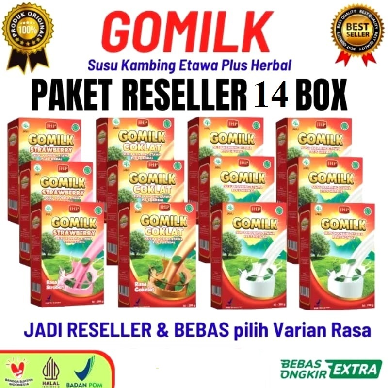 

Paket Bonus 14 box Gomilk Susu Kambing Etawa Plus herbal