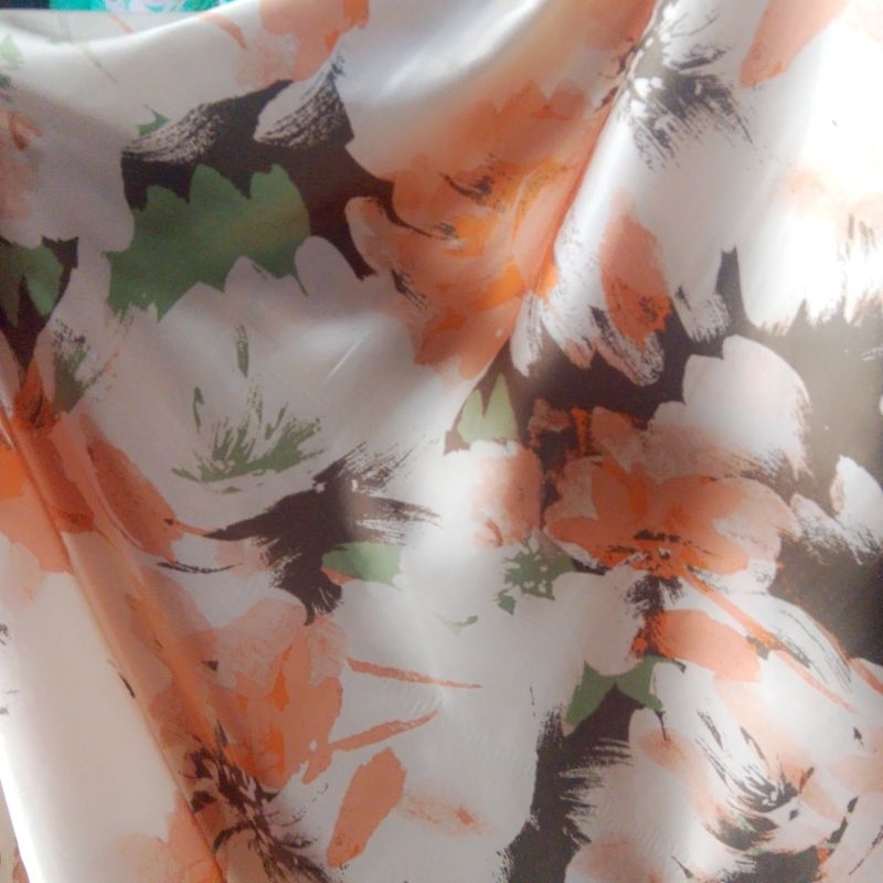 kain satin silk motif bunga - kain satin motif - kain satin Velvet premium - harga persetengah meter