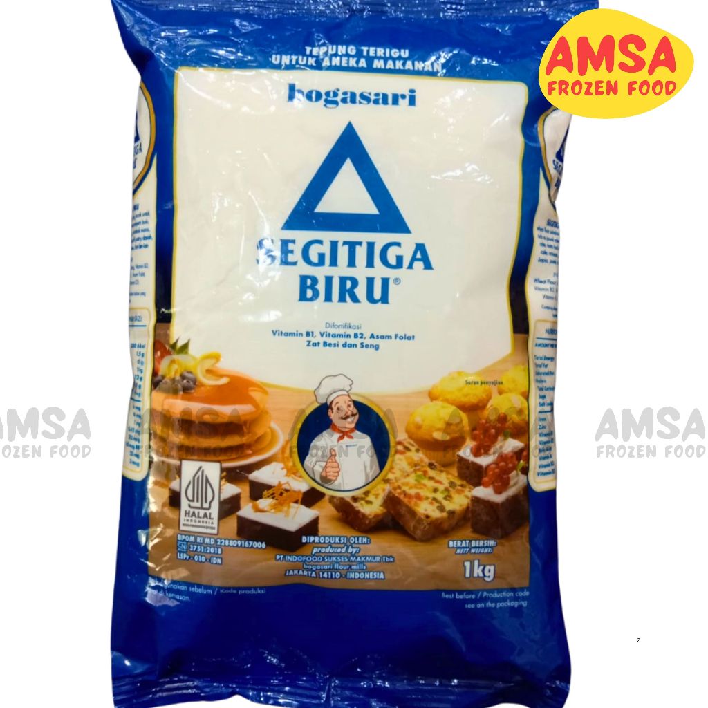 

Bogasari Segitiga Biru 1 kg / Bogasari Tepung Segitiga Biru Premium