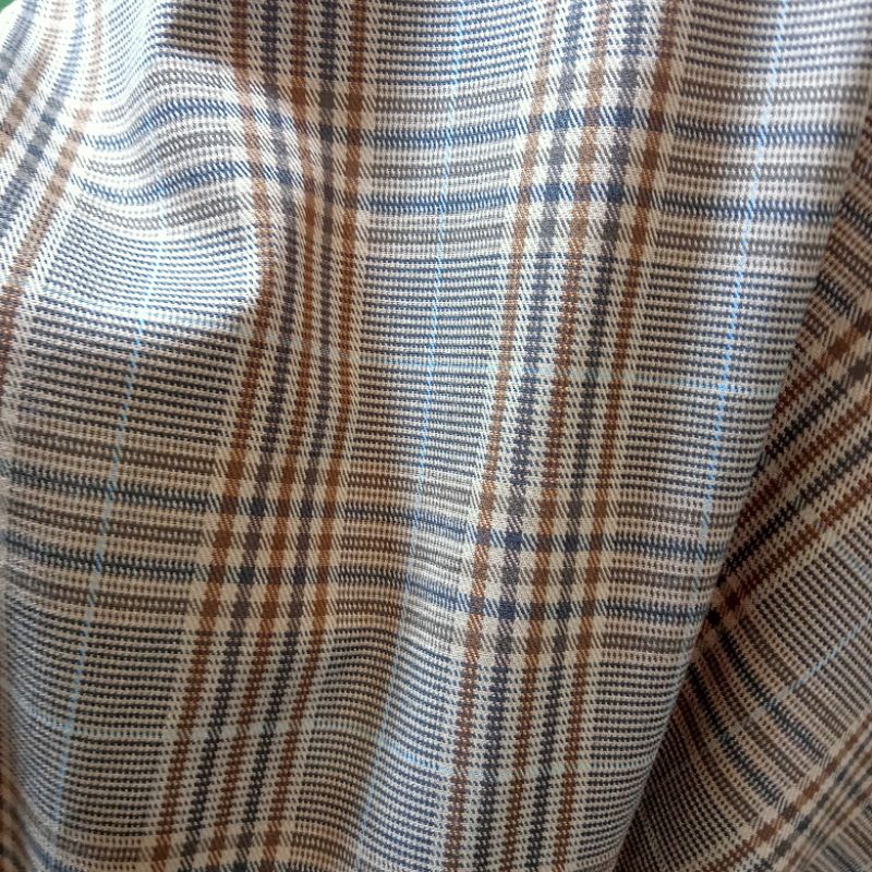 Kain Semi Woll Motif Kotak Import - Kain Bahan Celana - Kain Meteran | Harga Per Setengah Meter