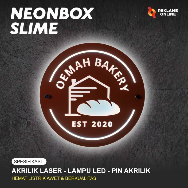 Papan logo nyala custom / tidak nyala 30 cm - 70 cm