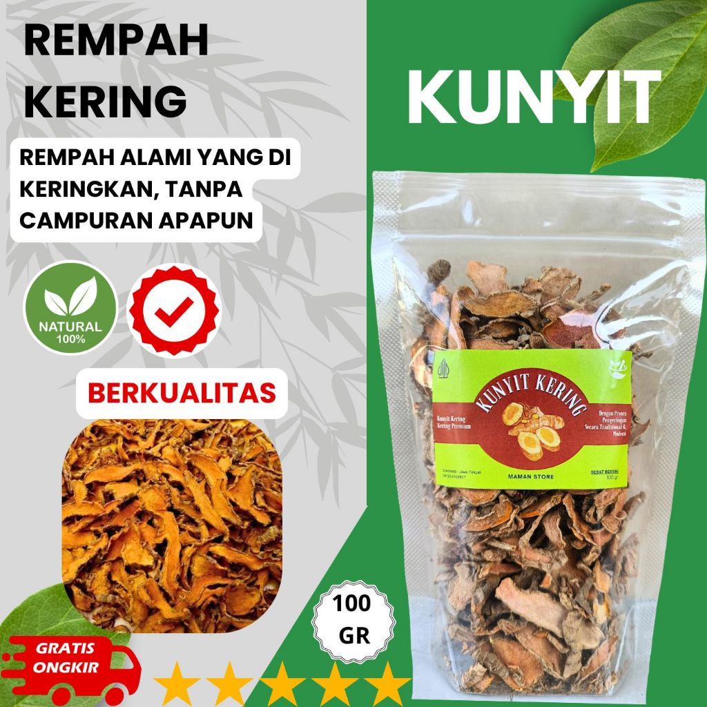 

Rempah Kunyit Kering Rajang - Kunyit Kering - Kunir Kering - Kunyit Kering Premium - Herbal