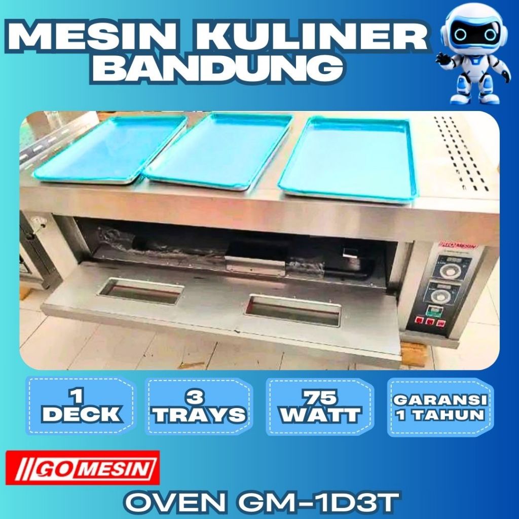 GOMESIN Oven Deck Gas Otomatis 1 deck 3 loyang cocok untuk usaha Bakery Roti Pizza Kue Bolu Cake