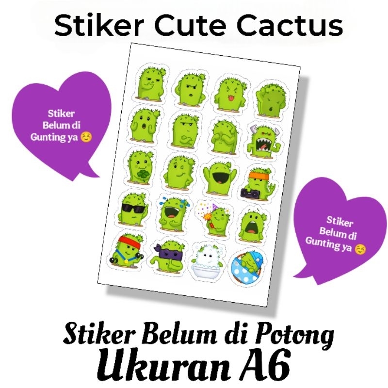 

Stiker Cute Cactus Belum di Potong Ukuran A6 / Sticker Lucu / Unik