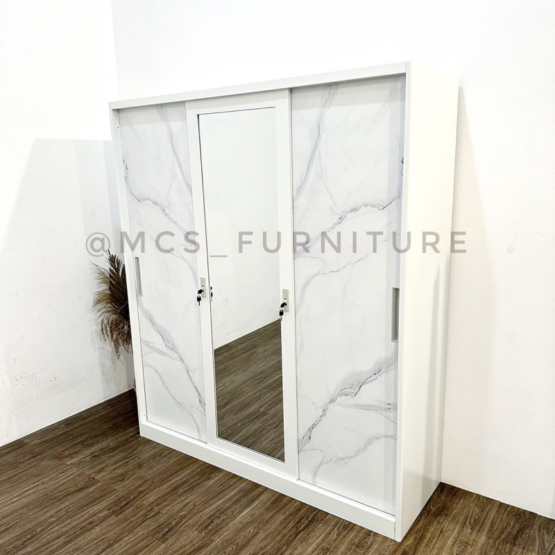 Lemari Besi Baju Pakaian Sliding 4 Pintu Mebel Furniture Semarang