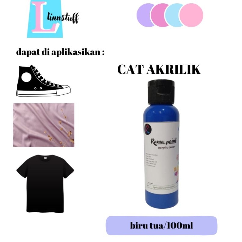 

Cat akrilik lukis warna biru primer 100ml dapat diaplikasikan dikain, baju, topi dll acrylic paint cat lukis