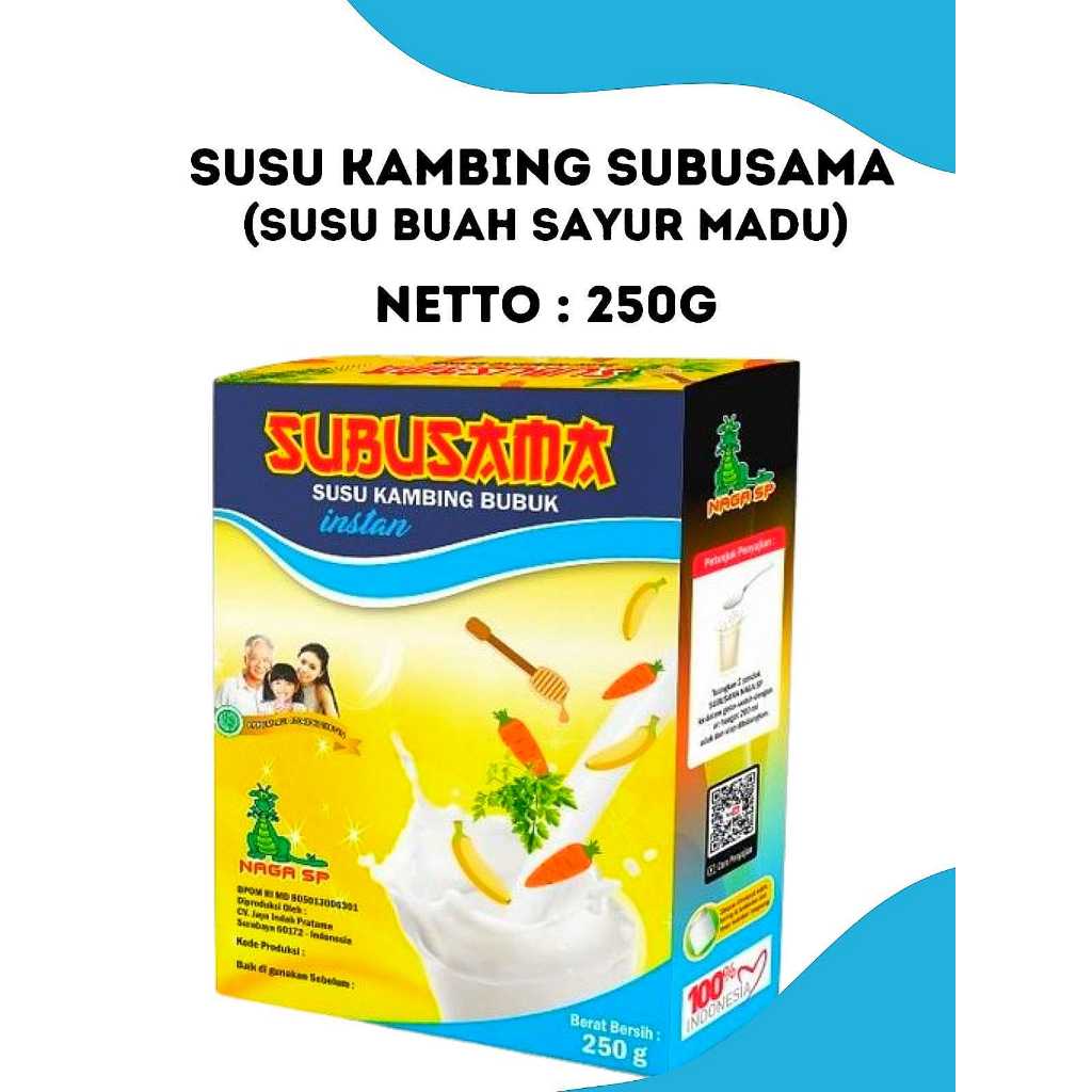 

Susu Kambing Asli Bubuk Murni Etawa Naga SP Subusama Mix Buah Sayur Dan Madu Untuk Terapi Tulang Sendi Mengobati Pegal Linu Syaraf Kejepit Asam 250g