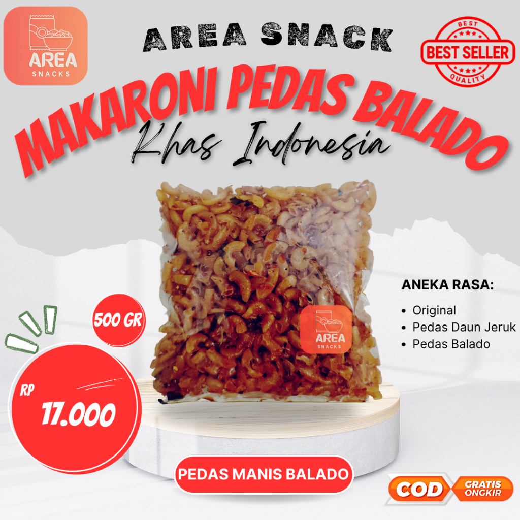 

CEMILAN MAKARONI RASA BALADO 500 gr 500gram PEDAS MANIS DAUN JERUK SUPER RENYAH GURIH 500gr